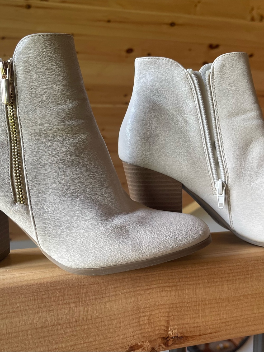 Women's Cream Side-Zip Ankle Booties